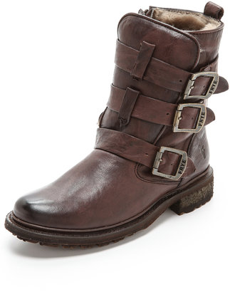 Frye Valerie Shearling Strappy Boots