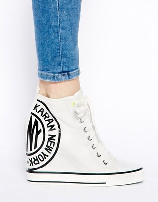 DKNY Grommet Canvas White Trainers