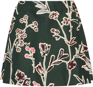 Marni Floral-print cotton and silk-blend mini skirt
