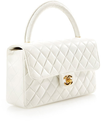 WGACA Vintage Chanel White Leather Handle Bag From What Goes Around Comes Around