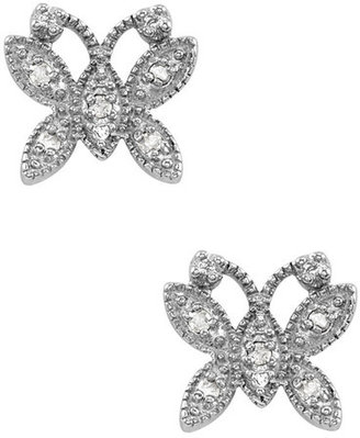 Dainty Diamonds Sterling Silver Diamond Butterfly Stud Earrings - 0.10 ctw