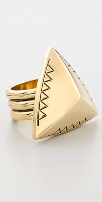 House Of Harlow Engraved Faceted Pyramid Cocktail Ring