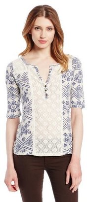 Lucky Brand Women's Campbell Lace Mixed Top