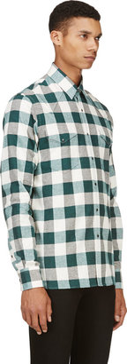 Lanvin White & Green Plaid Flannel Shirt