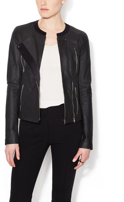 J Brand Lee Leather Collarless Jacket