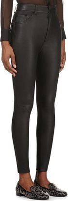 Saint Laurent Black Leather Skinny High Waist Trousers