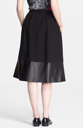 Christopher Kane Leather Hem Wool A-line Skirt