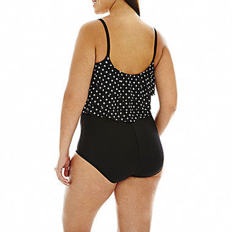 Robby Len by Longitude Tiered Polka Dot 1-Piece Swimsuit - Plus