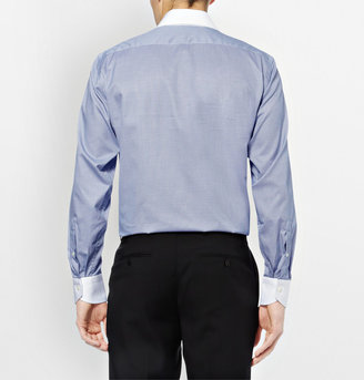Canali Blue Contrast-Collar Cotton Shirt