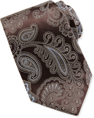 Ike Behar Royal Paisley Silk Jacquard Tie, Brown