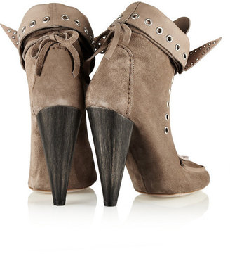 Isabel Marant Milla cutout suede and leather ankle boots