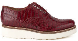 Grenson Women's Emily V Croc Leather Brogues Red