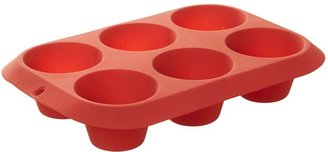 Linea Silicone 6 cup muffin mould, red