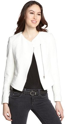L'Agence white cotton blend boucle long sleeve jacket