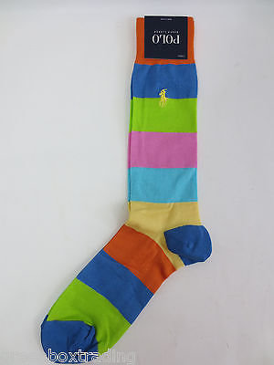 Polo Ralph Lauren Men's Rugby Stripe Socks in Orange Multi Sz 10-13 /Single Pair