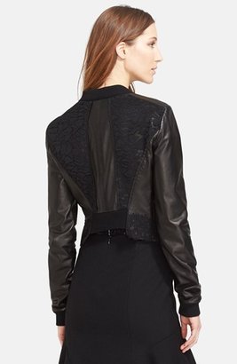 Nina Ricci Lace Panel Leather Bomber Jacket