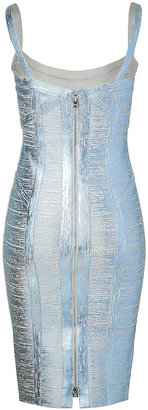 Herve Leger Bandage Dress in Ice Grey Metallic
