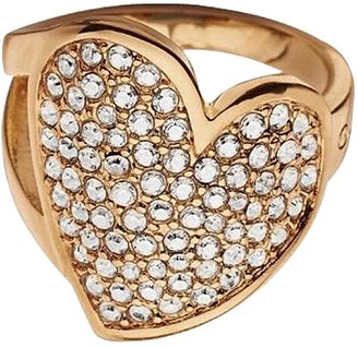 GUESS Rose Gold Plated Crystal Pave Heart Ring