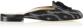 Oscar de la Renta Ikat-patterned canvas mule slippers