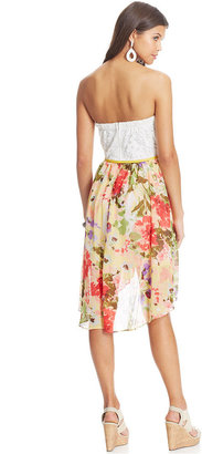 Amy Byer BCX Lace Floral-Print High-Low Dress