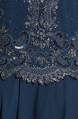 J Kara Women's Embellished Chiffon Fit & Flare Gown, Size 12 - Blue