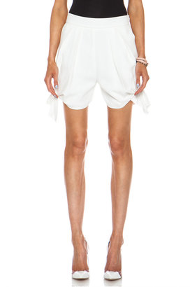 Chloé Light Cady Acetate-Blend Tie Shorts in Marble White
