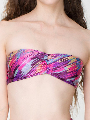 American Apparel Brush Printed Shiny Ruched Front Tube Bra