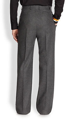 Givenchy Contrasting Panel Pleated Flannel Trousers