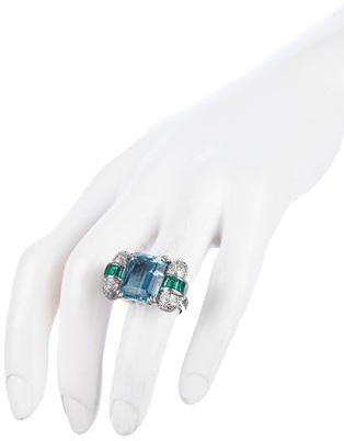 Diamond, Emerald & Aquamarine Cocktail Ring