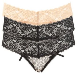 Charlotte Russe Mesh & Lace Thong Panties - 3 Pack