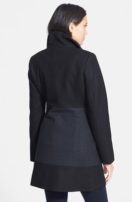 GUESS Colorblock Double Breasted Wool Blend Coat (Regular & Petite)