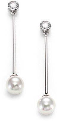Majorica 8MM White Pearl & Sterling Silver Drop Earrings