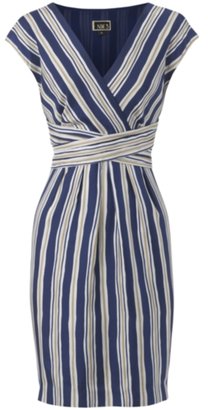 NW3 by Hobbs Cross Over Stripe Silk Dress, Multi