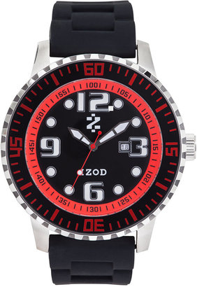 Izod Watch, Unisex Black Rubber Strap 55mm IZS4-4BLK-RED