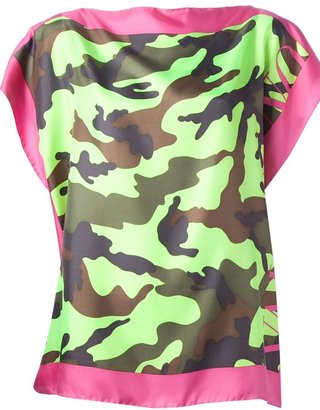 Valentino draped camouflage print blouse