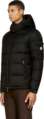 Moncler Black Wool Down Feather Hooded Jacket