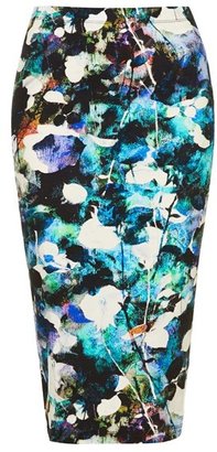 Topshop Bleach Out Floral Tube Skirt