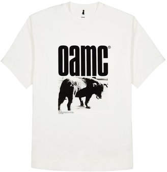 Oamc Off-white Printed Cotton T-shirt