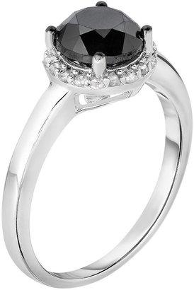 1 3/4 Carat T.W. Black & White Diamond Sterling Silver Halo Ring
