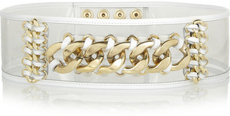 Balmain Leather and chain-trimmed PVC belt