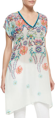 Johnny Was Collection Dasha Floral-Print Georgette Tunic