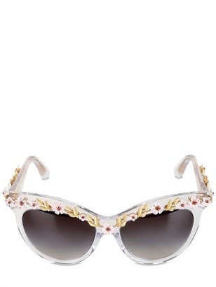 Dolce & Gabbana Flowers Embellished Cat Eye Sunglasses
