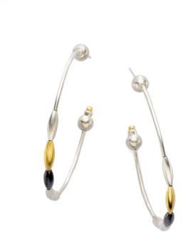 Gurhan Spring 24K Yellow Gold & Sterling Silver Hoop Earrings/2"