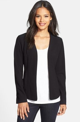 Eileen Fisher Leather Trim Jersey Jacket (Regular & Petite)