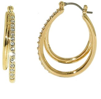 Finesse Gold & swarovski crystal double hoop earrings