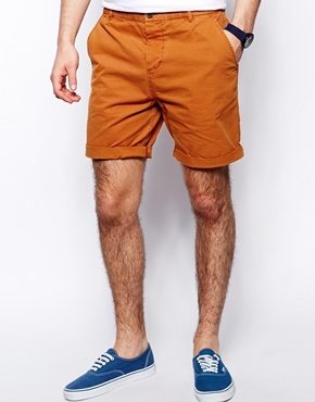 ASOS Chino Shorts In Mid Length - Rust