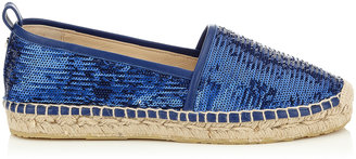 Jimmy Choo Paksa Aegean Double Faced Sequins and Nappa Leather Flat Espadrilles