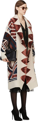 Burberry Burgundy Geometric Jacquard Blanket Coat