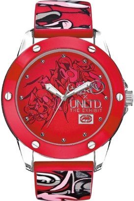 Ecko Unlimited Gents Red Rubber Patterned Strap Watch E09530G3
