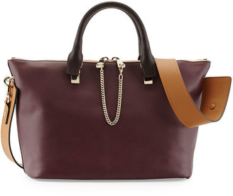 Chloé Baylee Medium Calfskin Satchel Bag, Purple/Brown